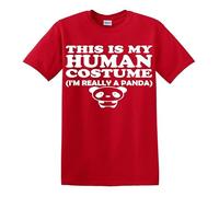 T-shirt humoristique avec inscription « This is My Human Costume I'm Really A Panda », T-shirt rouge imprimé blanc, 3XL