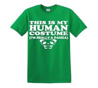 T-shirt humoristique avec inscription « This is My Human Costume I'm Really A Panda », T-shirt vert irlandais imprimé blanc, 4XL