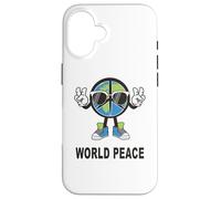 T-Shirt Humoristique avec Inscription « World Peace on Earth » Coque pour iPhone 16