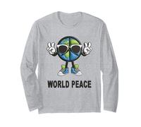 T-Shirt Humoristique avec Inscription « World Peace on Earth » Manche Longue