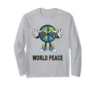 T-Shirt Humoristique avec Inscription « World Peace on Earth » Manche Longue