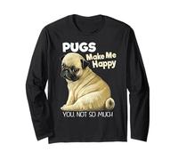 T-Shirt Humoristique avec Motif Carlin « Make Me Happy You Not So Much » Manche Longue