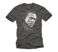 T-shirt humoristique Charles Bukowski pour homme - couleur gris S