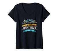 T-shirt humoristique Gospel Singer Awesome Job Occupation Graduation T-Shirt avec Col en V