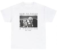 T-shirt humoristique « How to Catch A Predator » FJB Political Creepy Joe Biden Sniffing Kids Meme Humour Tee, Blanc, M