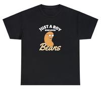 T-shirt humoristique « Just a Boy Who Loves Baked Beans » en conserve avec inscription « I Love Food », Noir/blanc, S