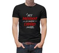 T Shirt Humoristique Moi président Je rendrai l'apéro obligatoire Z040 (XL, Noir)
