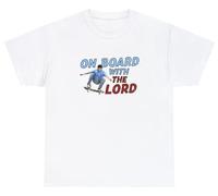 T-shirt humoristique « On Board with The Lord » avec inscription « Jesus Christian Meme », blanc, XX-Large