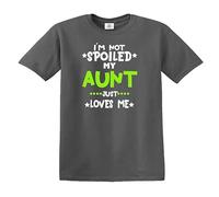 T-shirt humoristique pour enfant avec inscription « I'm NOT Spoiled My Aunt Just Love Me », T-shirt gris anthracite imprimé blanc, 3-4 ans