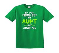 T-shirt humoristique pour enfant avec inscription « I'm NOT Spoiled My Aunt Just Love Me », T-shirt vert irlandais imprimé blanc, 12-14 ans