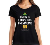 T-shirt humoristique pour femme avec inscription « I'm in a Store and I'm Singing Christmas Elfe », Noir , L