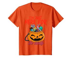 T-Shirt Humoristique pour Halloween I'm Just Here for The Candy T-Shirt, Enfant, Orange, 4 Ans