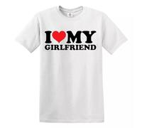T-shirt humoristique pour homme avec inscription « I Love My Girlfriend », T-shirt Noir/blanc, XL
