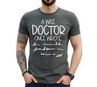 T-shirt humoristique pour homme avec inscription « I Wise Doctor Once Wrote », T-shirt gris anthracite imprimé blanc, XXL