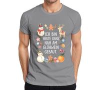 T-shirt humoristique pour homme avec inscription « Ich bin Heute ganz nah am Glühwein », gris, M