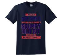 T-shirt humoristique pour homme avec inscription « Perfecting Grumpy Old Git », T-shirt bleu marine imprimé blanc, 5XL