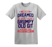 T-shirt humoristique pour homme avec inscription « Perfecting Grumpy Old Git », T-shirt gris imprimé noir, L