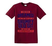 T-shirt humoristique pour homme avec inscription « Perfecting Grumpy Old Git », T-shirt marron imprimé blanc, S