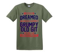 T-shirt humoristique pour homme avec inscription « Perfecting Grumpy Old Git », T-shirt vert militaire imprimé noir, XL