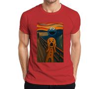 T-shirt humoristique pour homme Motif monstre miettes Le Cri en pain d'épice Peinture Carnaval, rouge, L