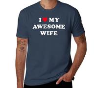 T-shirt humoristique pour mari - I Love My Awesome Wife T-shirt graphique cadeau pour homme marié, Style marine, XL
