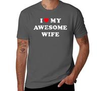 T-shirt humoristique pour mari - I Love My Awesome Wife T-shirt graphique cadeau pour homme marié, Style gris foncé, XL