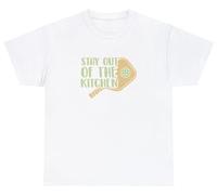 T-shirt humoristique « Stay Out of The Kitchen » pour amateur de pickleball, blanc, XX-Large