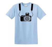 T-shirt humoristique unisexe avec inscription « I Shoot People », T-shirt bleu ciel imprimé noir, L