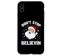 T-Shirt Humoristique Visage de Père Noël Souriant Don't Stop Believing Santa Coque pour iPhone XS Max
