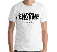 T-Shirt Humour Homme Message drôle Enorme Bite. Idée Cadeau Original Marrant pour Ami Couple Collègue Frère Pote Père Mari Amoureux pour Anniversaire Noël Fête Soirées. Tee-Shirt Sourire. (S)
