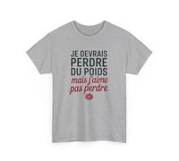 T-shirt Humour Perdre Du Poids Donut - Tee Shirt Drôle Homme Femme - J’aime Pas Perdre - Blanc ou Gris Sport Unisexe Taille 3XL, Couleur Sport Grey