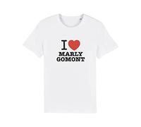 T-Shirt I Love Marly Gomont - Drôle et Chanson Rap Kamini - XL Blanc - Tee Shirt Cadeau Humour Fan Musique Chanson Française