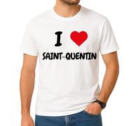 T-Shirt I Love Saint-Quentin - Tee-Shirt Ville Touristique - Cadeau Original Souvenir Vacances - Unisexe Taille S