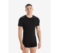 Icebreaker Hommes Anatomica Crewe T-Shirt à Manches Courtes - Laine Mérinos sous-Vêtements - Noir, L