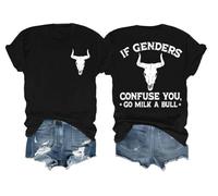 T-shirt « If Genders Confuse You Go Milk A Bull Shirt On Back If Genders Confuse You Go Milk A Bull », Noir , XL