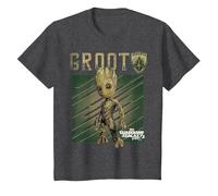 T-Shirt illustré Marvel Guardians Vol. 2 Baby Groot Shield C1 T-Shirt, Enfant, Chiné Foncé, 8 Ans