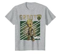 T-Shirt illustré Marvel Guardians Vol. 2 Baby Groot Shield C1 T-Shirt, Enfant, Gris Chiné, 2 Ans