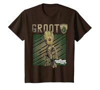 T-Shirt illustré Marvel Guardians Vol. 2 Baby Groot Shield C1 T-Shirt, Enfant, Marron, 4 Ans