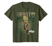 T-Shirt illustré Marvel Guardians Vol. 2 Baby Groot Shield C1 T-Shirt, Enfant, Olive, 10 Ans