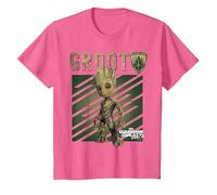 T-Shirt illustré Marvel Guardians Vol. 2 Baby Groot Shield C1 T-Shirt, Enfant, Rose Chiné, 2 Ans