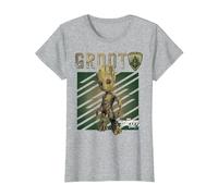 T-Shirt illustré Marvel Guardians Vol. 2 Baby Groot Shield C1 T-Shirt, Femme, Gris Chiné, 3XL