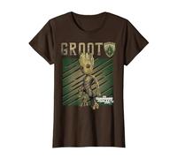 T-Shirt illustré Marvel Guardians Vol. 2 Baby Groot Shield C1 T-Shirt, Femme, Marron, 3XL