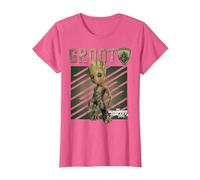 T-Shirt illustré Marvel Guardians Vol. 2 Baby Groot Shield C1 T-Shirt, Femme, Rose Chiné, XXL