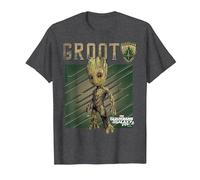 T-Shirt illustré Marvel Guardians Vol. 2 Baby Groot Shield C1 T-Shirt, Homme, Chiné Foncé, 3XL
