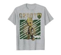 T-Shirt illustré Marvel Guardians Vol. 2 Baby Groot Shield C1 T-Shirt, Homme, Gris Chiné, L