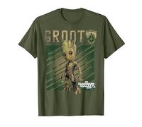 T-Shirt illustré Marvel Guardians Vol. 2 Baby Groot Shield C1 T-Shirt, Homme, Olive, 3XL