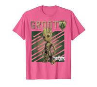 T-Shirt illustré Marvel Guardians Vol. 2 Baby Groot Shield C1 T-Shirt, Homme, Rose Chiné, M