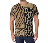 T-Shirt Impression Patchwork Imprimé Léopard Vintage en 3D Drapeau National Manche Courte T-Shirt Col Rond Loose Sport Thème Animalier Chemise Casual Respirant Séchage Rapide Tee Maillot pour Adultes