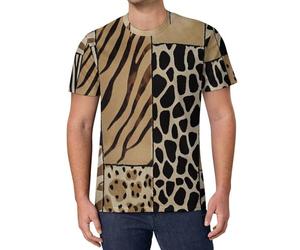 T-Shirt Impression Patchwork Imprimé Léopard Vintage en 3D Drapeau National Manche Courte T-Shirt Col Rond Loose Sport Thème Animalier Chemise Casual Respirant Séchage Rapide Tee Maillot pour Adultes