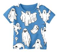 T-shirt imprimé avec épingle de sûreté - Style Halloween - Pour filles et garçons - À manches courtes - Convient pour les bébés de 1 à 13 ans - Pour l'été, bleu, 8-9 ans